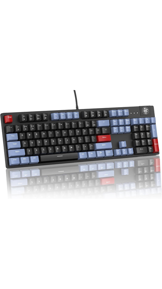 Mechanical Gaming Keyboard, Wired USB 104 Keys Keyboard. (4 Colorways)