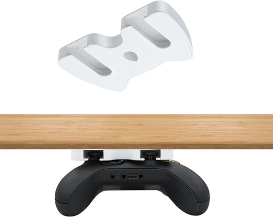 under Desk Mount for Xbox Series X/S, Xbox One X/S, Xbox Elite 1/2, Xbox One, Xbox 360, Switch Pro Controller, Table Stand Holder Compatible with Xbox and Switch Pro Controller - White